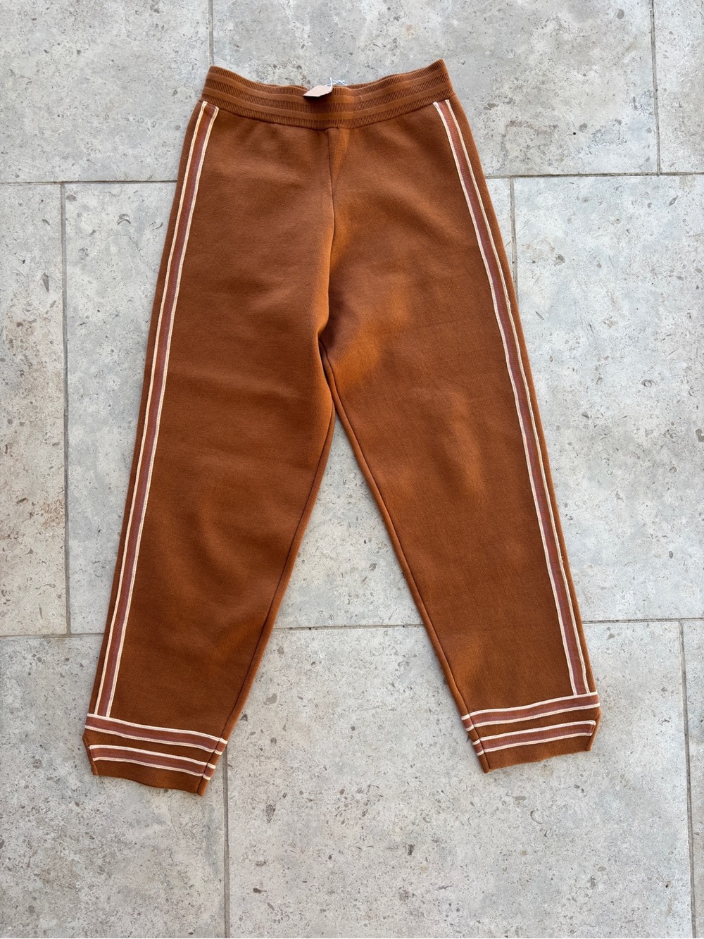 Nagnata Brown Joggers with White Side Stripes